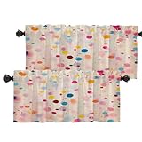 Batmerry Thermoisolierte Volants für Fenster, bunte Punkte, spritziges Farbmuster, Küchenvorhänge und Volants, Set, Verdunkelung, kurzer Volant für Badezimmer, 2 Stück, 132 x 45,7 cm