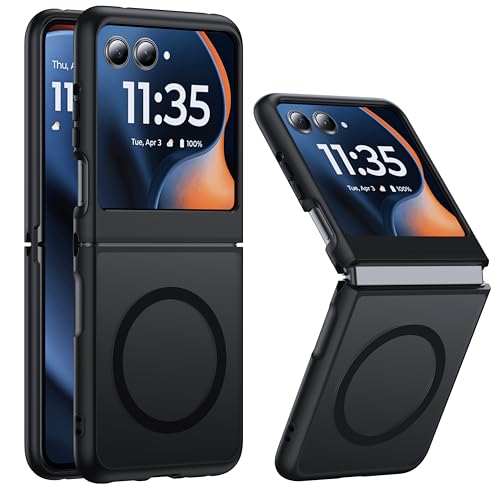 FNDMIL NO.1 Magnetic for Motorola Razr 2025/2024 Case with MagSafe[Military Shockproof][Translucent Matte][Anti-Fingerprint] Soft Silicone Bumper for Moto Razr 2025/2024 Case Slim,Black