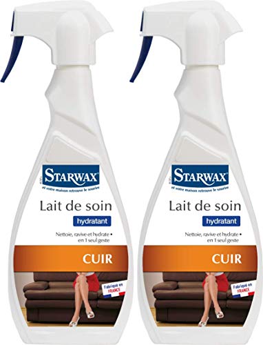 STARWAX Lait de Soin pour Cuir - 2x 500ml - Idéal pour Nettoyer, Nourrir et Préserver Régulièrement le Cuir