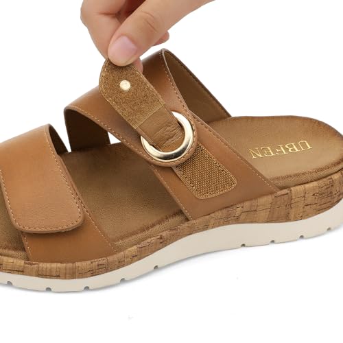 Image of UBFEN Womens Slides Sandals Comfortable Low Wedge Arch Support for Walking