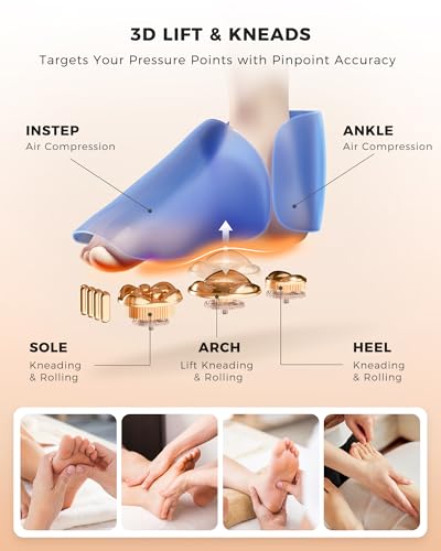 Image of EaseZen Foot Massager with Heat, Upgraded Adjustable Arch Lift & Large LED Touchscreen, Deep Kneading Shiatsu Foot Massager for Neuropathy, Plantar Fasciitis Relief, High Arch & Elderly (Pale Gray)