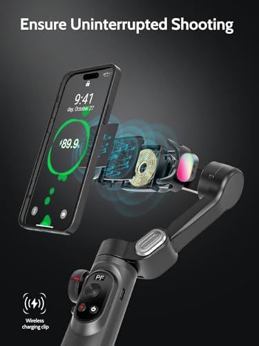 3-Axis Gimbal, Gimbal Stabilizer for Smartphone w/RGB Magnetic Fill Light Phone Gimbal for iPhone/Android Foldable iPhone Gimbal w/Upgraded Face Tracking Vlog Recording-Smart X Pro Kit - Image 6