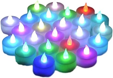 SHINE 1x12 x24 x36 x48 x60 LED Flickering Battery Operated Tea Light Candle Tealight[12,Colour Changing]