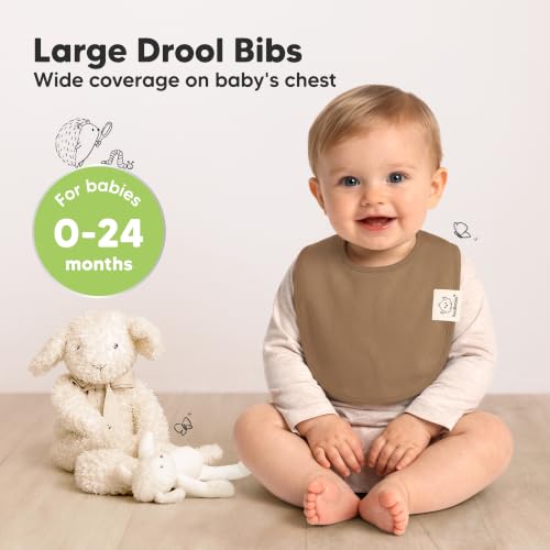 Image of KeaBabies 8-Pack Organic Baby Bibs for Drooling and Teething (Terracotta) | Soft Cotton Bibs for Baby Girl, Boy, Extra Absorbent, Easy to Clean & Put On, Toddler, Newborn, Infant 0-24 Months