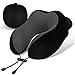 LUXSURE Oreiller de Voyage, Coussin Voyage en Mousse à Mémoire de Forme pour Nuque Cervical, Coussin Ergonomique Voyage pour Avions, Voitures, Autobus, TGV & Trains, Noir