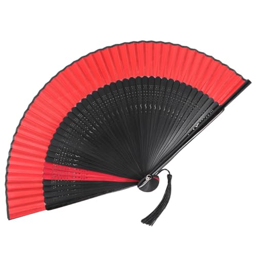 JECOMPRIS Abanico Plegable de Bambú Negro Pintado Abanico de Mano para Mujer Tradicionales Chinos Accesorio para Baile y Fotografía Ventilador de Mano Elegante de Verano