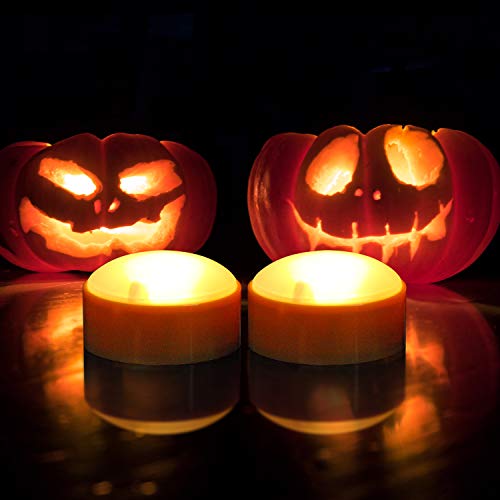 Image of 2 Pack Halloween LED Pumpkin Lights with Remote and Timer Orange Color Flickering Battery Operated Decor Jack-O-Lantern Flameless Electric Candles for Pumpkin Home Outdoor Decorations