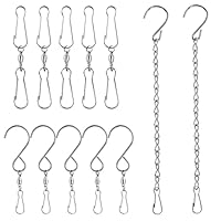 XIACIBDUS Drehbare Haken, 10 Stück Drehbarer Winddichter S-Hakenclip 2 Hängeketten für Vogelfutterspender, Billboard, Kreidetafel, Pflanzgefäß, S-Haken für Dekoration, Partyzubehör