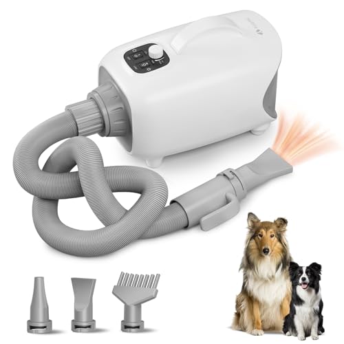 FuzzyPal High Velocity Dog Hair Dryer for Pet Grooming – 150 MPH Airflow, Adjustable Temperature,...