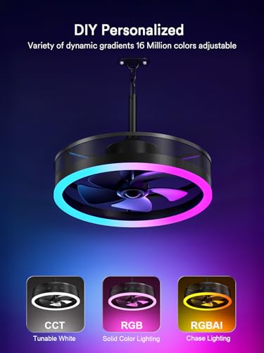 Image of Lumary Smart Gazebo Ceiling Fan w /RGBAICW Light for Outdoor /Indoor, 20inch