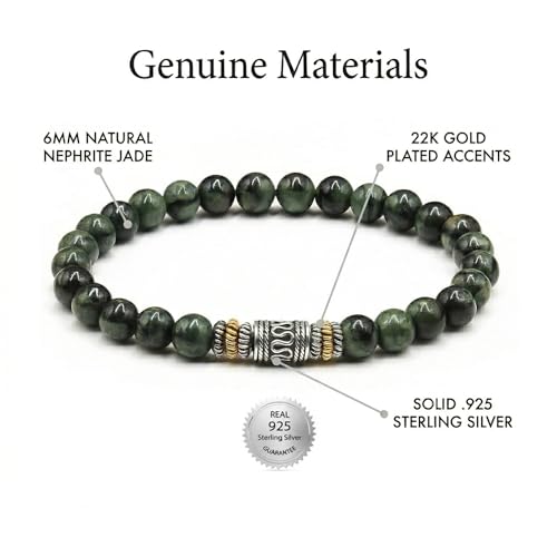 Pulsera de cuentas de jade verde y plata esterlina miniatura 2