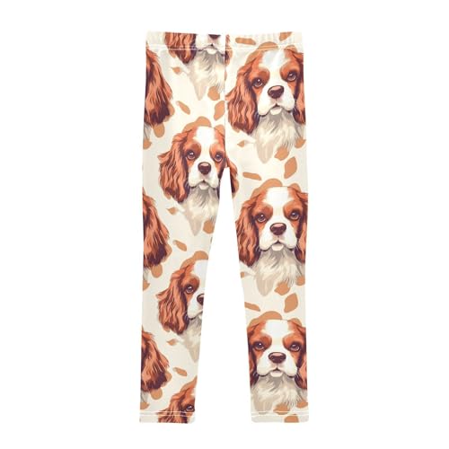 Charles Spaniel Girls Leggings,Workout Leggings for Girls Toddler Athletic Legging Size for 3-10T2