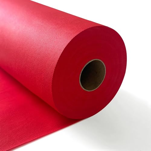 Chemin de Table en Non-tissé, ruban de table, Nappe décorative, Polyvalent, 30 cm x 25 m, Rouge, pour Mariages, Anniversaire, Fêtes, Décoration de Table...