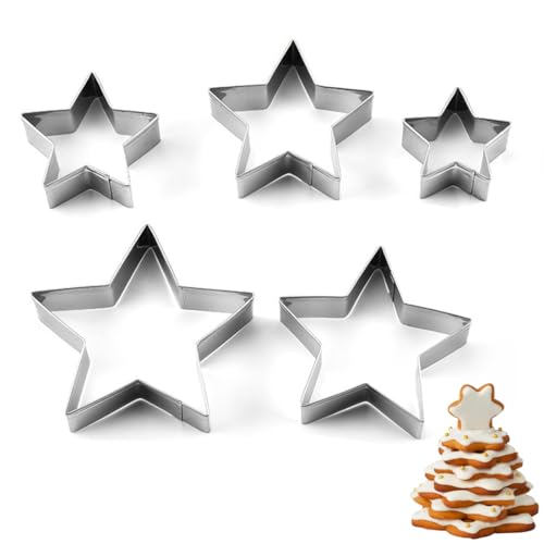 Ensemble d'emporte-pièces, 5 pièces d'emporte-pièces en acier inoxydable en forme d'étoile, 5 tailles différentes Outils de cuisson DIY, pour maison, boulangerie, pâtisserie, argent