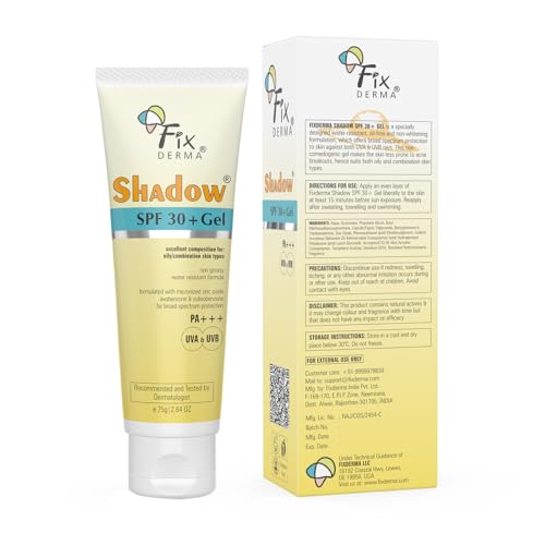 Image of Fixderma Shadow Sunscreen SPF 30+ PA+++ Gel Broad Spectrum Sunscreen For UVA & UVB Protection For All Skin Type | No White Cast & Water Resistant I Shadow Gel For Women & Men I 75 gm (Pack of 2)
