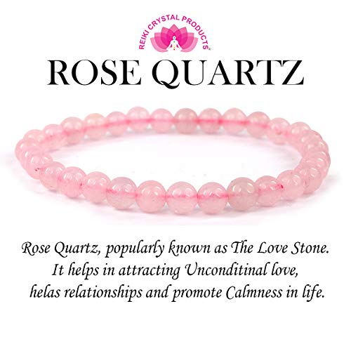 Image of Reiki Crystal Products Certified Natural Crystal Stone Bracelet 6 mm Round Beads for Men and Women | Premium Gemstone Jewellery Collection | Reiki Charged | Multiple Stone Variants Available
