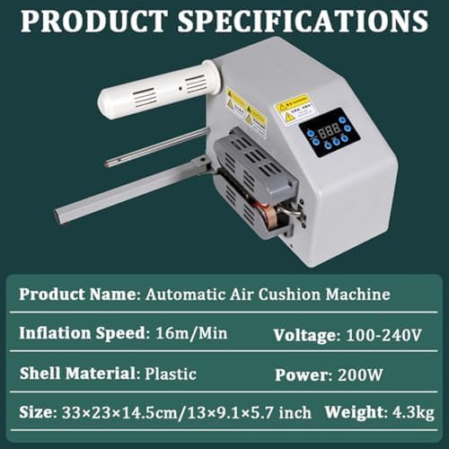 200W Luftpolstermaschine, 16m/Min Dichtungsgeschwindigkeit, Heats in 30s. Kompakter Blase Wrap Maker mit 600m Film. Schnelle Verpackung für zerbrechliche Gegenstände. Raumsparen. Einfach zu bedienen.