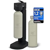 Luckymoose Infinity-S Wassersprudler aus hochwertigem Edelstahl (Black/Sand) – inkl. 2x 1,25L Edelstahlflaschen – extra hygienische herausnehmbare Düse – Langlebige CO₂ Sprudelwasser Maschine