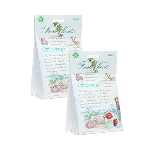 WILLOWBROOK | Fresh Scents Scented Sachet Packet | Seaspray | Air Freshener Bags for Drawers, Closets, Cars | 6 Pack | Long Lasting Home Fragrance