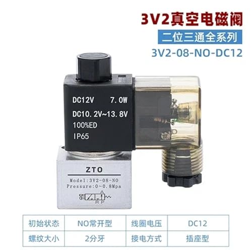 Électrovanne à vide à action directe 3V2-08-NO vanne pression 12V
