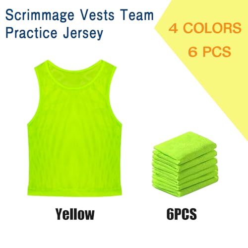 Image of 6 Pack Pinnies Team Practice Vests for Child Youth Teen Adult, Mesh Scrimmage Jersey for Soccer Football Basketball