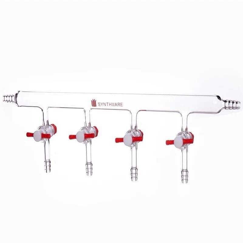 Lab Vacuum gas distributor with single row pipe, VACCUM MANIFOLD, PTFE STOPCOCKS, Borosilicate glass, M49(M490044)