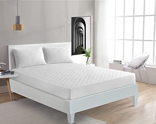 Quilted Super King Mattress Protector Deep Fit Protective Mattress Cover Luxury Anti-Allergenic White