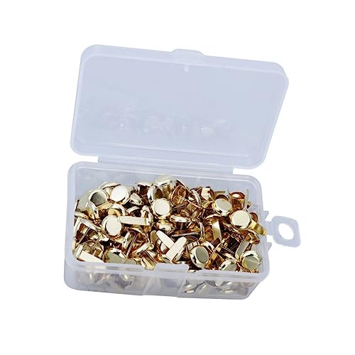 Holibanna 13mm Length Round Metal Brads 200pcs Brass Plated Brads for Crafts DIY Project Spikes