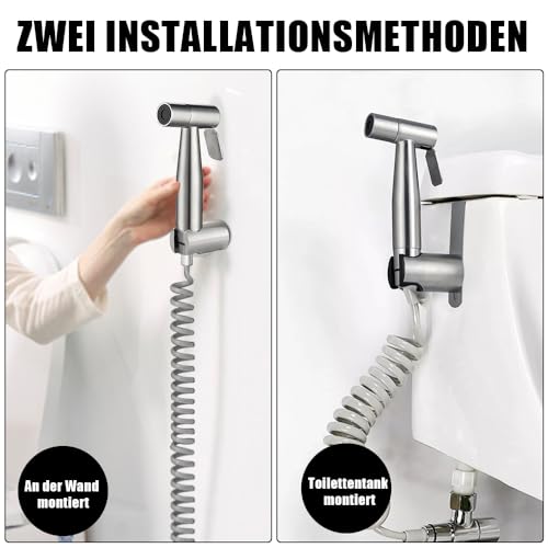 Bidet-Dusch-Set für WC mit 3-Wege-Ventil, Bidet-Duschset aus Edelstahl, Sprühkopf für die persönliche Hygiene mit flexiblem Teleskopschlauch