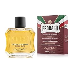 Proraso After Shave Lotion, Moisturizing and Nourishing for Coarse Beards with Sandalwood Oil and Shea Butter, 3.4 Fl Oz