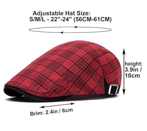 Image of Quanhaigou Men's Cotton Flat Ivy Gatsby Newsboy Driving Hat Adjustable Irish Cabbie Ivy Driving Hunting Cap