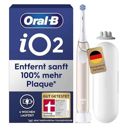 Oral-B iO Series 2 Elektrische Zahnbürste — Electric Toothbrush, Inkl. 1 Aufsteckbürste, Reise-Etui — 3 Putzmodi für Zahnpflege, GUT GETESTET (2,2) von STIFTUNG WARENTEST, Designed by Braun, Pink