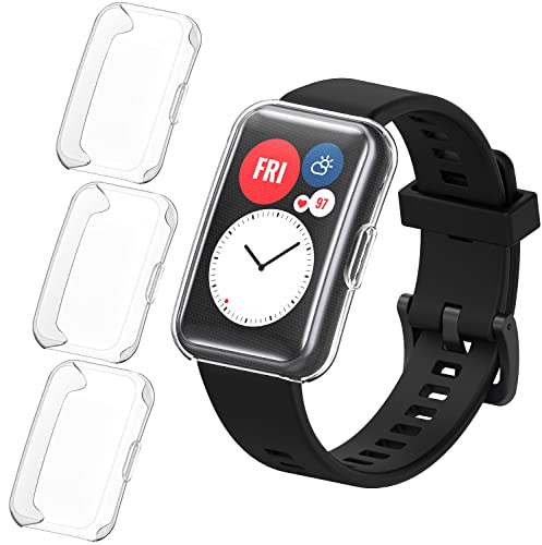ivoler 3 Piezas Funda para Huawei Watch Fit/Fit Elegant/SE Special Edition, Cubierta Completa Protector de Pantalla Carcasa Protectora Transparente Suave TPU Silicona Caso Anti-Arañazos Case Cover