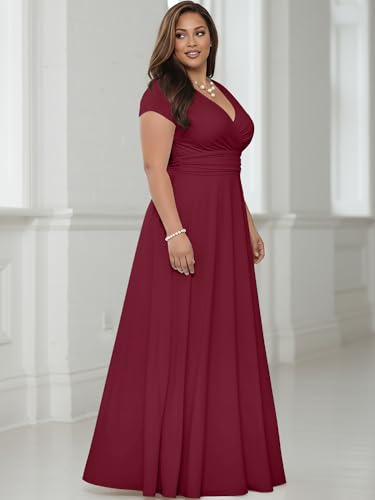Image of KOH KOH Womens 2026 Sexy Cap Short Sleeve V-Neck Flowy Cocktail Gown