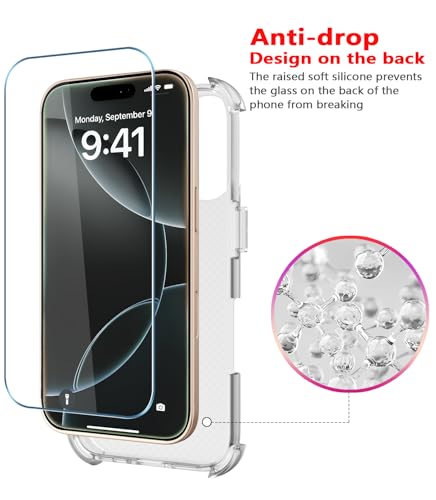 Image of Diverbox for iPhone 16 Pro Case [Shockproof] [Dropproof] [Tempered Glass Screen Protector + Camera Protectors] Heavy Duty Protection Phone Case Cover for Apple iPhone 16 Pro (Matte Clear)