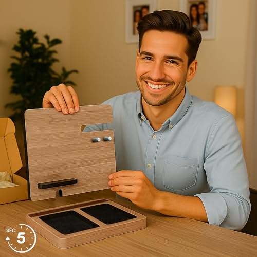 Namore Nightstand Organizer for Men – Wood Phone Docking Station & Bedside Valet Tray Organizer for Wallet, Watch & Keys – Unique Gifts for Men, Husband, Dad - image 2