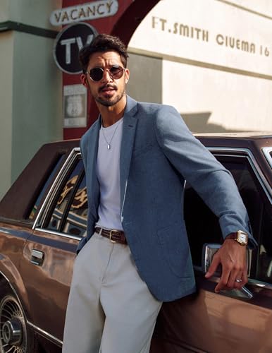 PJ PAUL JONES Mens Blazer Casual Sport Coats Lightweight One Button Suit Jacket for Summer - Image 3