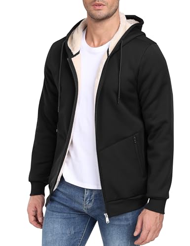 MoFiz Men's Fleece Sherpa Lined Hoodies Heavyweight Full Zip Hoodies for Men3