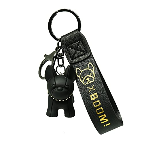 YANPENG Cute French Bulldog Key Pendant School Bag Handbag Car Keychain Pendant (black)