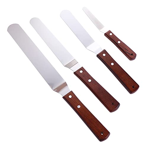 Miniatura 3 de Espátula De Acero Inoxidable Para Glaseado, Espátula Profesional Para Decoración De Pasteles Con Mango De Madera 8 Pulgadas, Recto
