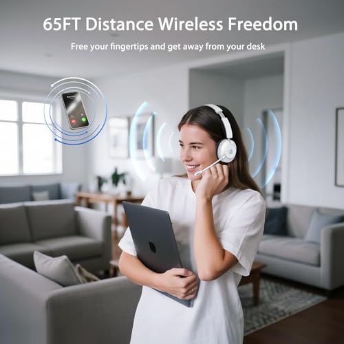 Image of Bluetooth Headset with Microphone, Wireless Headset AI Noise Cancelling