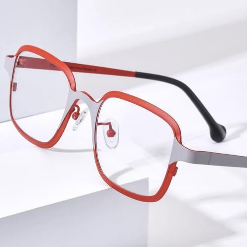 Image of FONEX Colorful Pure Titanium Glasses Frame Women Retro Round Eyeglasses
