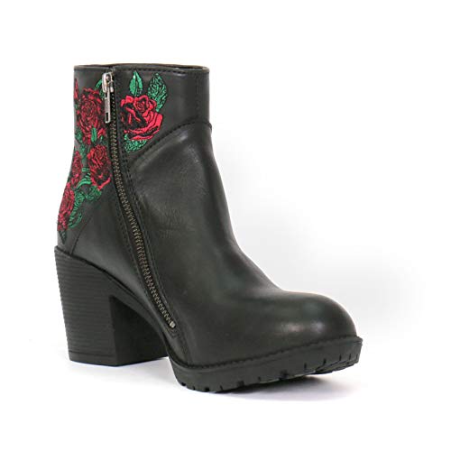 Hot Leathers BTL1008 Ladies Black Wild Roses Zipper Boot - 10.5