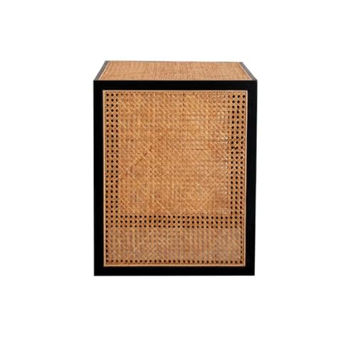 Image of Wooden Coffee Table| End Table| Sofa SideTable| SideTable for Living Room| Rattan Cane Table (45x45) Black Set of 2