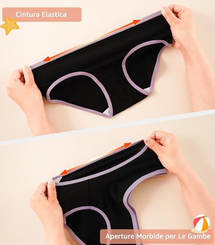 INNERSY Mutande Ragazza Adolescenti in Cotone Morbidi Slip Vita Media Intimo 10-16 Anni Pacco da 6