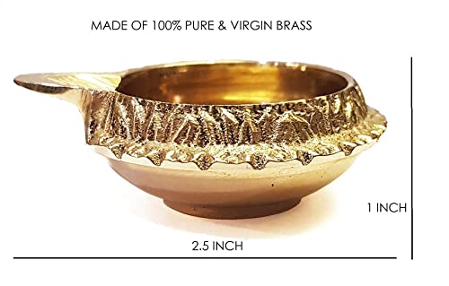 Image of SATVIK Set of 4 - Pure Brass Kuber Diya Oil Lamp for Pooja Home Temple Decor Small Brass Diya for Festival Prayer Diwali Decoration Traditional Metal Lamp