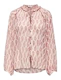 model blouse with cutting Only, Top, adolescente, corte normal, estampado integral, cuello en V, manga larga