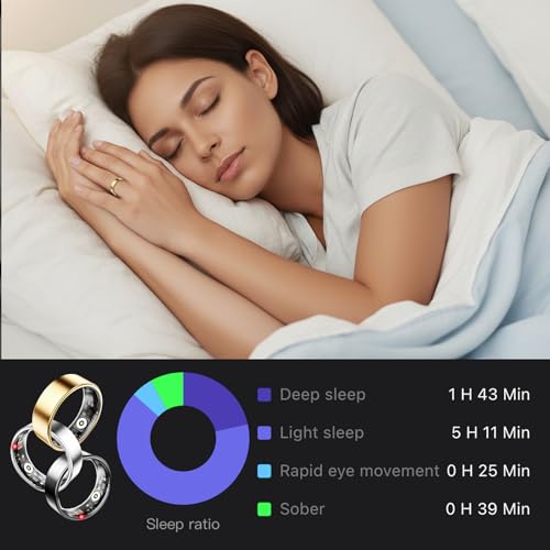 Image of Smart Ring for Women & Men, Fitness Tracker Ring with Heart Rate Monitor, HRV, Sleep Tracking, No Subscription Fee, 10ATM Waterproof Activity Ring for Android & iOS (Silver, 7#)