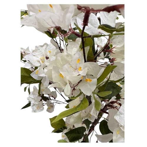 Image of Fox & Fern Artificial Bougainvillea Plant | with Basic Pot | Elevate Any Corner of Your Home /Office | Ornamental Plant Best for Home Decor (Pack of 1) (Ht. 4Ft) (White)