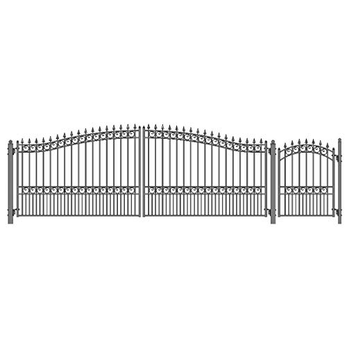 ALEKO Dual Swing Driveway Gate with Builtin Pedestrian Door 12 x 6